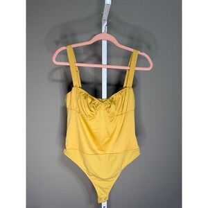 Danielle Bernstein Satin Bodysuit Yellow Mustard Size 8‎ NWT Bustier Style